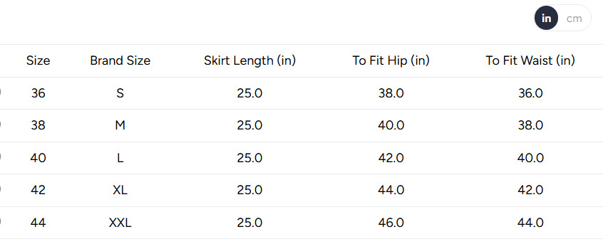 Size Chart